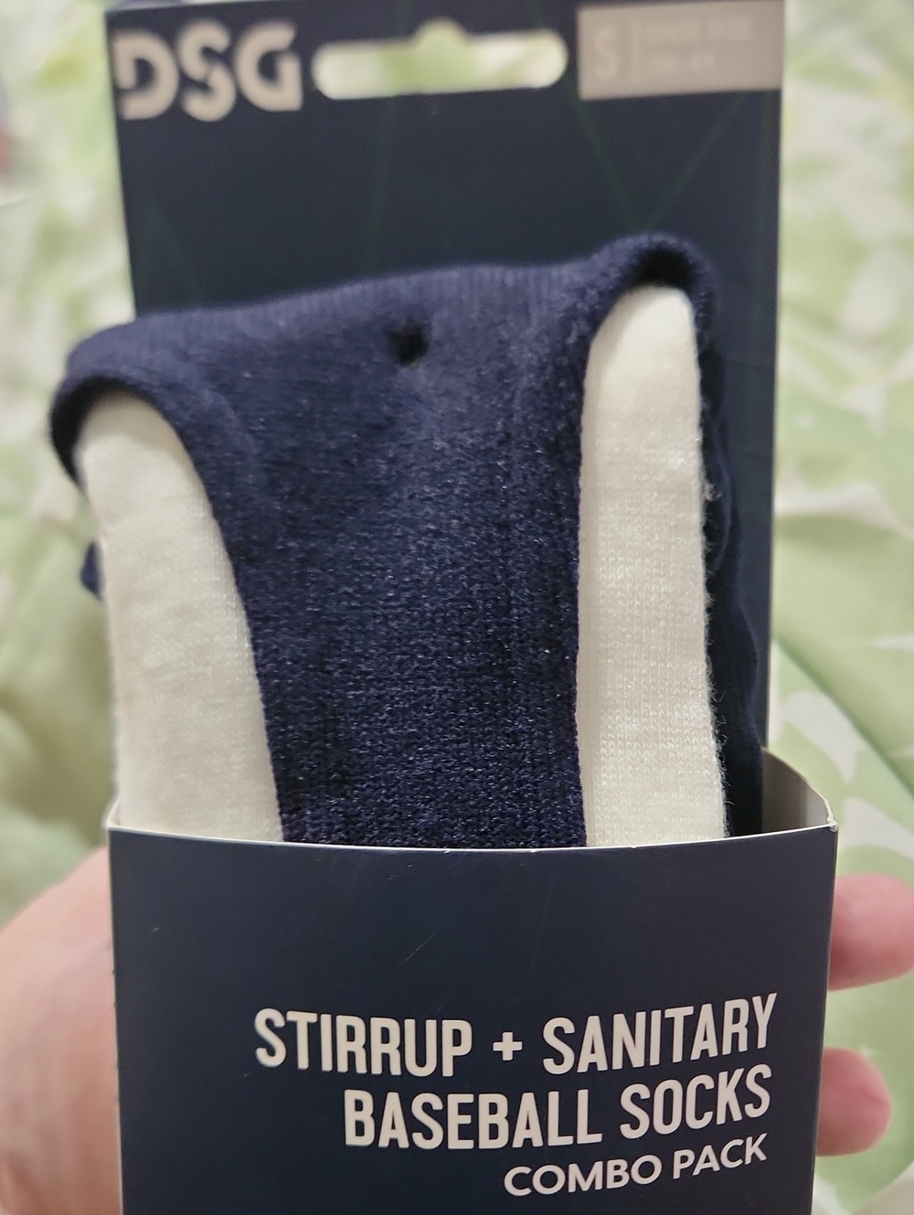 DSG Navy Stirrup Socks & Sanitary Sock baseball Softball Combo Pack S